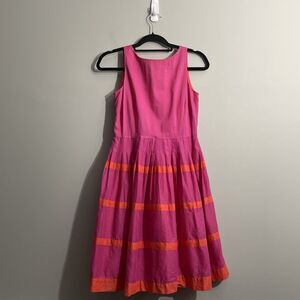 Talbots Women’s Pink Orange Striped Halter Dress Preppy Summer Size 4P